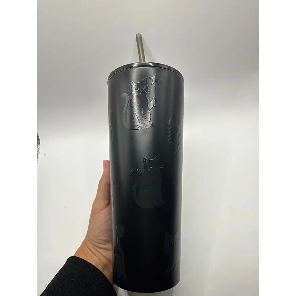 Starbucks Halloween 2026 BLACK CAT Tumbler 23 oz W/Straw Glow in the Dark